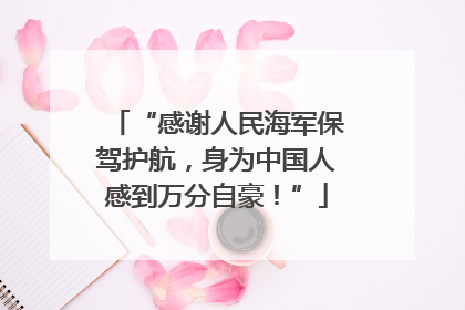 “感谢人民海军保驾护航，身为中国人感到万分自豪！”