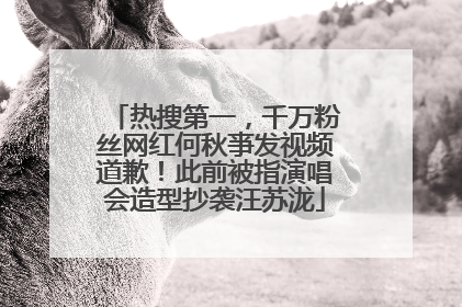 热搜第一，千万粉丝网红何秋亊发视频道歉！此前被指演唱会造型抄袭汪苏泷