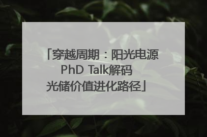 穿越周期：阳光电源PhD Talk解码光储价值进化路径