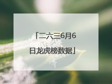 二六三6月6日龙虎榜数据