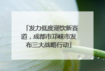 发力低度潮饮新赛道，成都市邛崃市发布三大战略行动