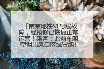 南京地铁S1号线故障，经抢修已恢复正常运营！乘客：此前车厢空调出风口区域冒烟