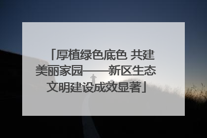 厚植绿色底色 共建美丽家园——新区生态文明建设成效显著