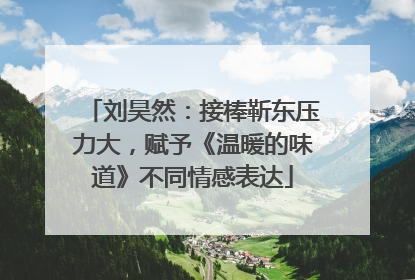 刘昊然：接棒靳东压力大，赋予《温暖的味道》不同情感表达