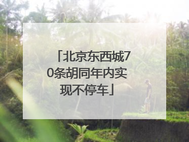 北京东西城70条胡同年内实现不停车