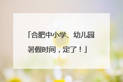 合肥中小学、幼儿园暑假时间，定了！