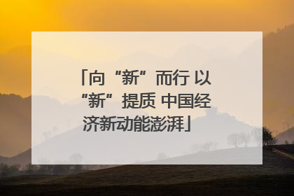 向“新”而行 以“新”提质 中国经济新动能澎湃