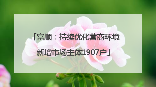 富顺：持续优化营商环境 新增市场主体1907户