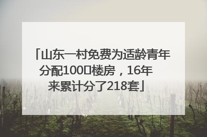 山东一村免费为适龄青年分配100㎡楼房，16年来累计分了218套