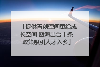 提供青创空间更给成长空间 瓯海出台十条政策吸引人才入乡