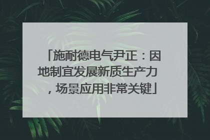 施耐德电气尹正：因地制宜发展新质生产力，场景应用非常关键