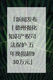 新闻发布丨德州强化知识产权司法保护 五年挽损超930万元