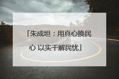 朱成坦：用真心换民心 以实干解民忧