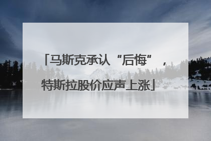 马斯克承认“后悔”，特斯拉股价应声上涨