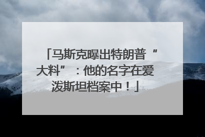 马斯克曝出特朗普“大料”：他的名字在爱泼斯坦档案中！