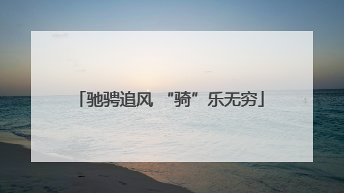驰骋追风 “骑”乐无穷