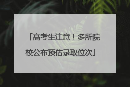 高考生注意！多所院校公布预估录取位次