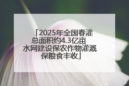 2025年全国春灌总面积约4.3亿亩 水网建设保农作物灌溉 保粮食丰收