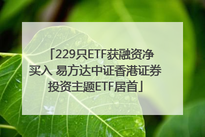 229只ETF获融资净买入 易方达中证香港证券投资主题ETF居首