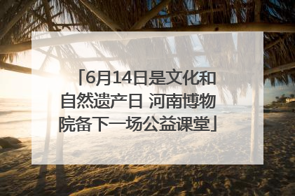 6月14日是文化和自然遗产日 河南博物院备下一场公益课堂
